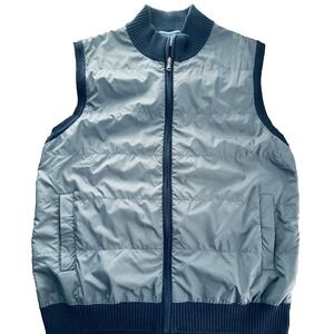 CHARLESTON THREADS Men's Large Gray & Navy Blue Full Zipper Front Quilted Vest